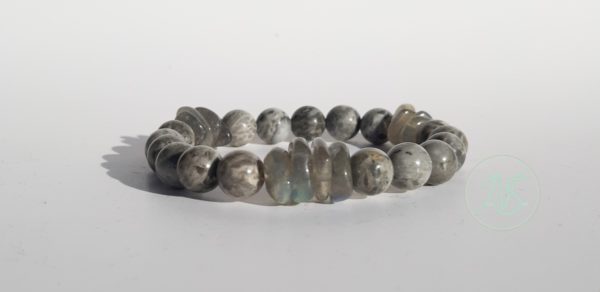 Bracelet naturel en jaspe gris et labradorite