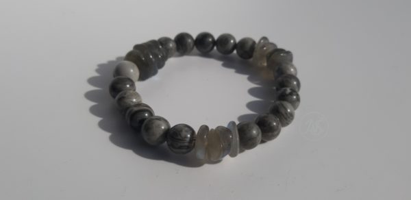 Bracelet naturel en jaspe gris et labradorite 1