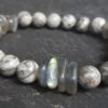 Bracelet naturel en labradorite et jaspe gris