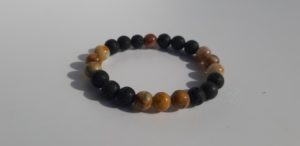 Bracelet naturel en lave et agate Mexicaine 8mm