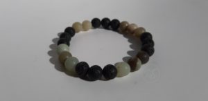 Bracelet naturel en lave et amazonite mat 8mm