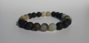 Bracelet naturel en lave et amazonite mat 8mm