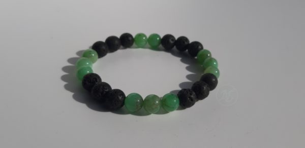 Bracelet naturel en lave et chrysoprase 8mm 1