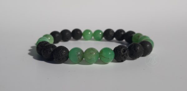 Minéraux Strasbourg. Bracelet naturel en lave et chrysoprase 8mm Naturel Spirit