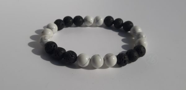 Bracelet naturel en lave et howlite 8mm 1