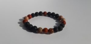 Bracelet naturel en lave et jaspe rouge 8mm