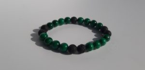 Bracelet naturel en lave et malachite 8mm