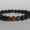 Bracelet naturel en lave et oeil de tigre mat 8mm