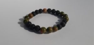 Bracelet naturel en lave et unakite 8mm