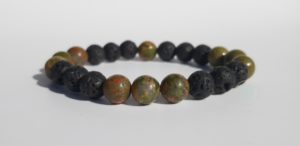 Bracelet naturel en lave et unakite 8mm