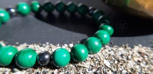 Bracelet naturel en malachite 8mm et hématite