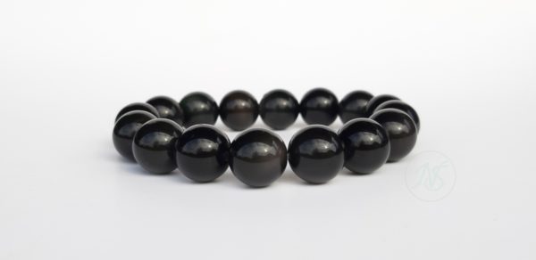 Bracelet naturel en obsidienne 12mm