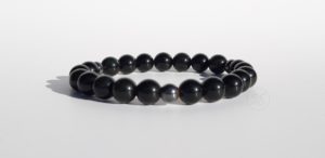 Bracelet naturel en obsidienne 8mm et hématite