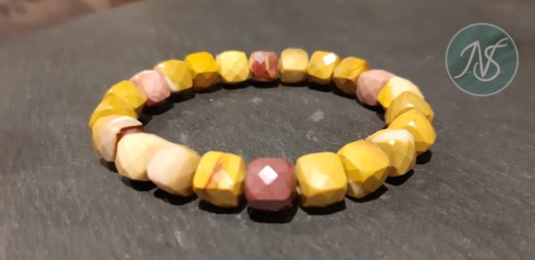 Bracelet naturel en jaspe mokaite 8,5mm à facettes Naturel Spirit