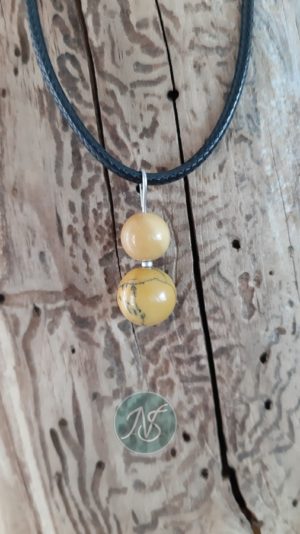 Pendentif en jaspe mokaïte boules