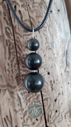 Pendentif en obsidienne boules