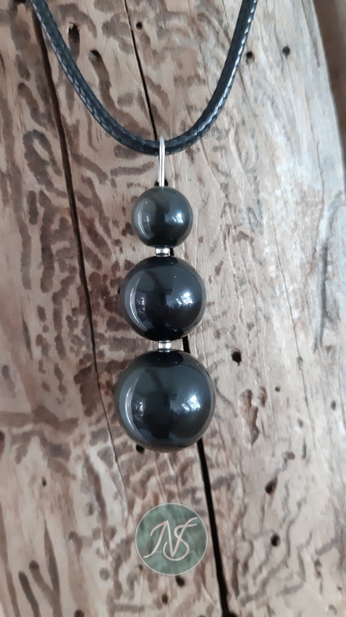 Pendentif boules en obsidienne (2) naturel spirit